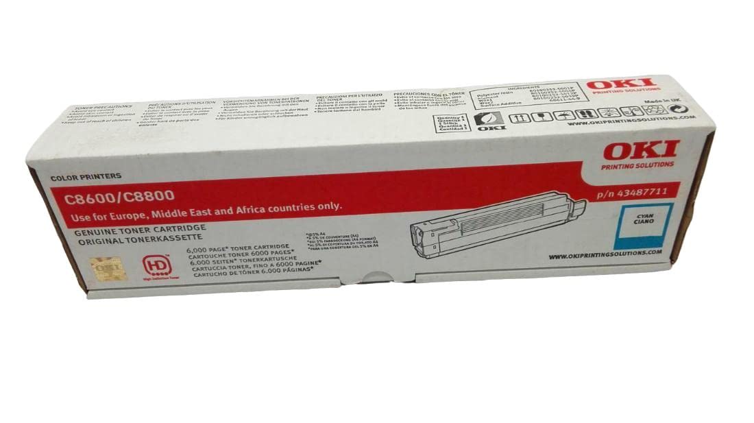 Toner cyan Oki C8600 43487711 haute précision pour des nuances parfaites