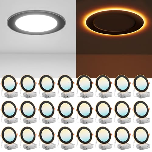 Amico 24 Pack Black 6 Inch 5CCT LED Recessed Ceiling