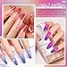 Honey Joy Color Changing Dip Powder Nail Set, Blue White Pink Purple Glitter Ombre Cold Warm Temperature Mood Change Nail Art Manicure DIY, No Nail Lamp Cured 6 PCS (W-3-1-2-8-10-17-10g/box)