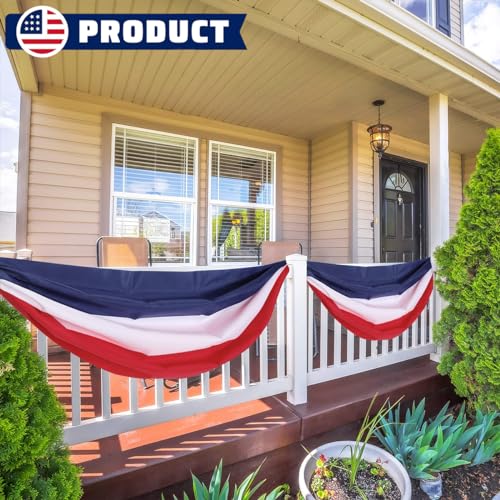 image for LinaGarten 2Pack Patriotic Bunting US Flag Decorations 4th of July Dec