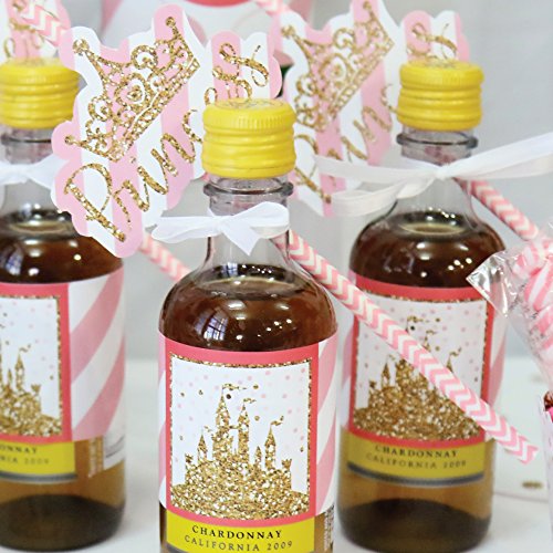 Little Princess Crown - Pink And Gold Princess Baby Shower Or Birthday Party Water Bottle Sticker Labels - Set Of 20 #TOP4