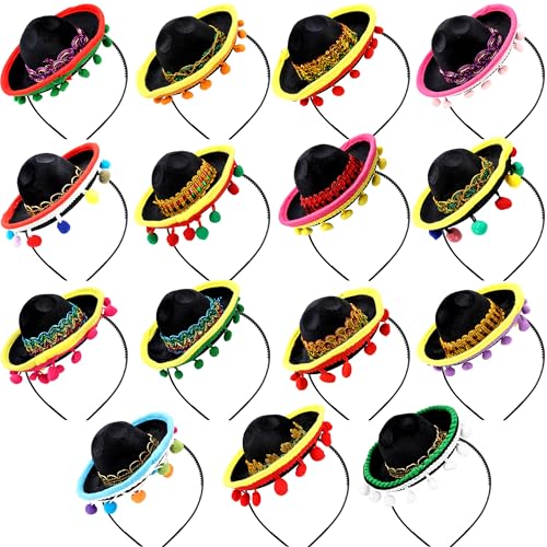 Swakuta 15 fasce per sombrero in tessuto e paglia, Cinco De Mayo, Fiesta, Sombrero, per Luau, forniture per eventi, accessori fotografici, decorazioni per feste a tema messicano, divertenti cappelli