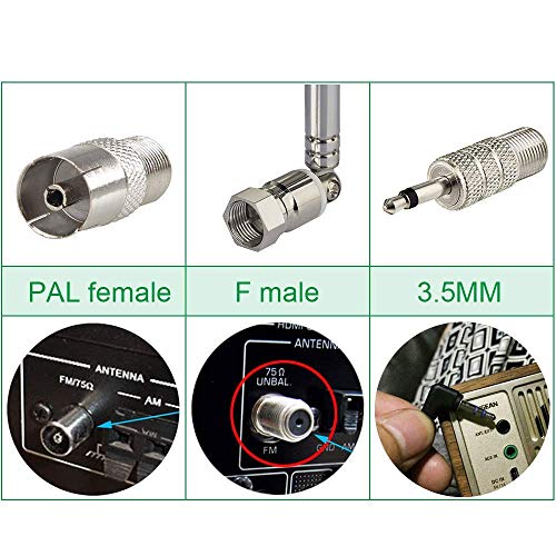 Superbat Telescopic Fm Antenna For Stereo Receiver Indoor, Fm Radio Antenna 75 Ohm Unbal For Yamaha Onkyo Denon Table Top Home Theater Receiver Radio Receiver Antenna Tuner #TOP3