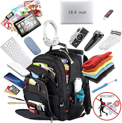 Image of 18.4 Laptop Backpack for Men, 55L Extra Large Gaming Laptops Backpack,TSA Friendly Flight Approved and RFID Anti-Theft Pocket, adult business xl backpack