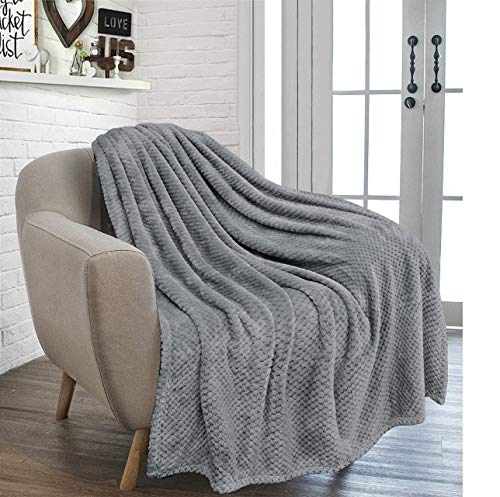 RayyanLinen Waffle Honey Comb Throw Blanket Super Soft Luxurious Versatile Sofa Bedspread Travel Throw (CHARCOAL GREY, SINGLE - 125 x 150CM)