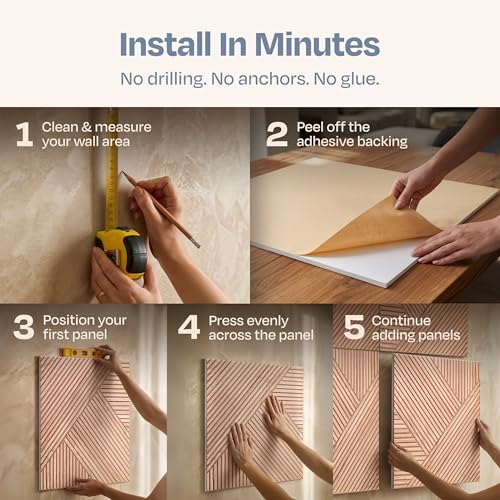Image of XL Acoustic Wall Panels 6-Pack Decorative Acoustic Panels High Density Sound Absorbing Wall Art 70.86X47.24 Inches with Self-adhesive for Studio Home and Office - Oak Wood Finish