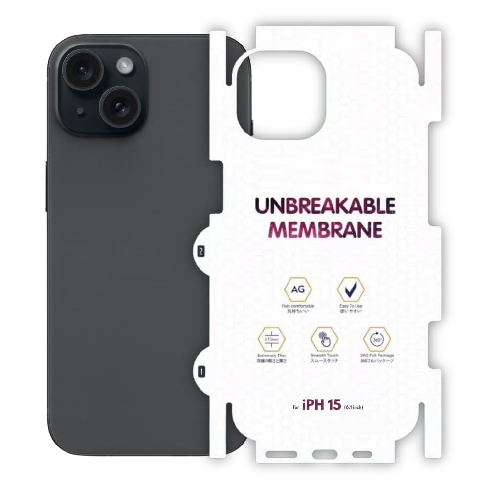 JGD PRODUCTS Matte Finish Full Body Cover Back Protector Compatible with iPhone 15 | Unbreakable Membrane Scratch Guard Full Fit Protective, Case Friendly, (Back & Side) (Pack of 1)-image-45