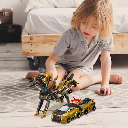 PTGHT Collision Transformation Sky Carriage Toy Magnetic Sky Horse Two-in-one Transformation Car (Gold) by PTGHT - Used condition - Image 3