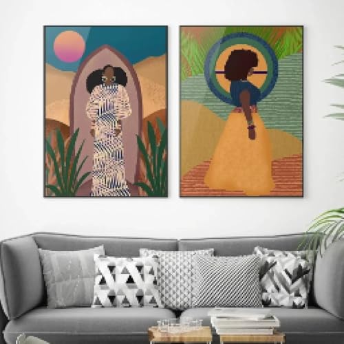 Peinture femme noire africaine image murale moderne décoration salon 70x100
