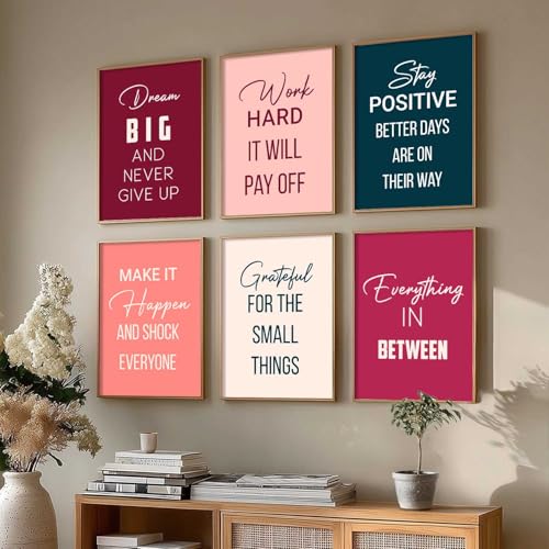 Image of kotart Motivational Quote wall Paintings with Frame for Home Decoration - Painting Living Room Bedroom Office hanging frames Set of 6 Multicolo (14X20 Inch, J)