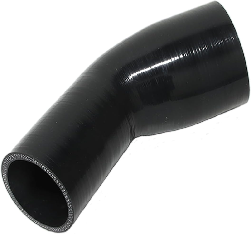 Automotive Silicone Tubing, ID 4" to 5" (102mm-127mm) 45 Degree Elbow Reducer, 4.7" (120 mm) leg length,Universal 4-Ply High Performance Coupler Silicone Hose (Black)