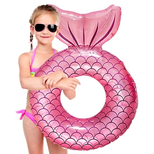 Meerjungfrau Schwimmring für Kinder,Pink Wassernixen Schwimmreifen Aufblasbar-Ring mit 70cm Durchmesser,Pool Aufblasbar ...