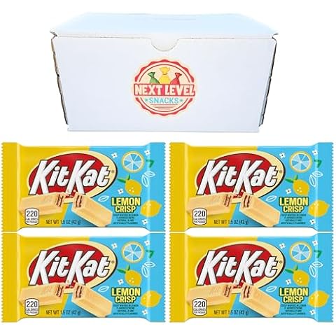 Kit Kat Lemon Crisp - Limited Edition Lemon Creme Flavored Wafer - Next Level Snacks Box - Pack of 4-1.5oz Bars Cover