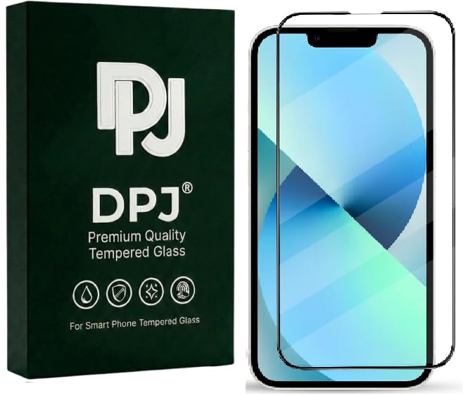 Image of DPJ Tempered Glass for iPhone 13 /13 Pro /14 /16E /17E (6.1 Inch) With Installation Kit | Military-Grade Gorilla Screen Protector | Edge to Edge Coverage |9H Hardness |Bubble-Free | Case Friendly | [Pack of 1]