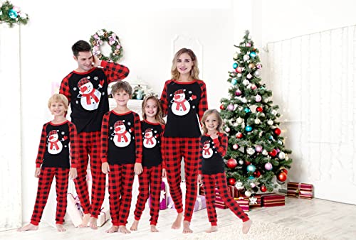 Benaive Matching Family Christmas Pajamas Set Holiday Pjs for Women Men Sleepwear (Black & Red, Snowman, 4T) - image 6