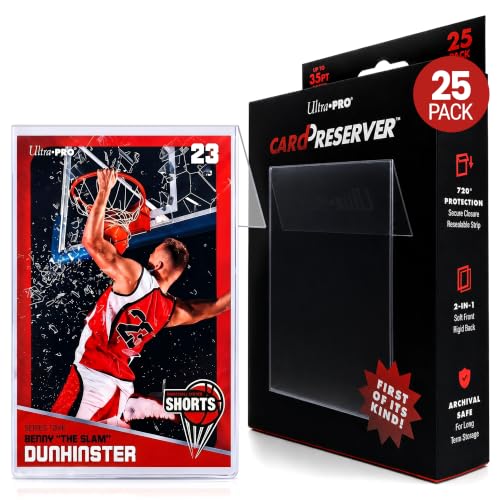 Ultra Pro CardPreserver Trading Card Holders 2-in-1 Semi Rigid Card Protector Sleeves Clear Polypropylene Acid-Free PVC-Free & 720 Security Fits Standard-Size Cards up to 35PT 25 Pack