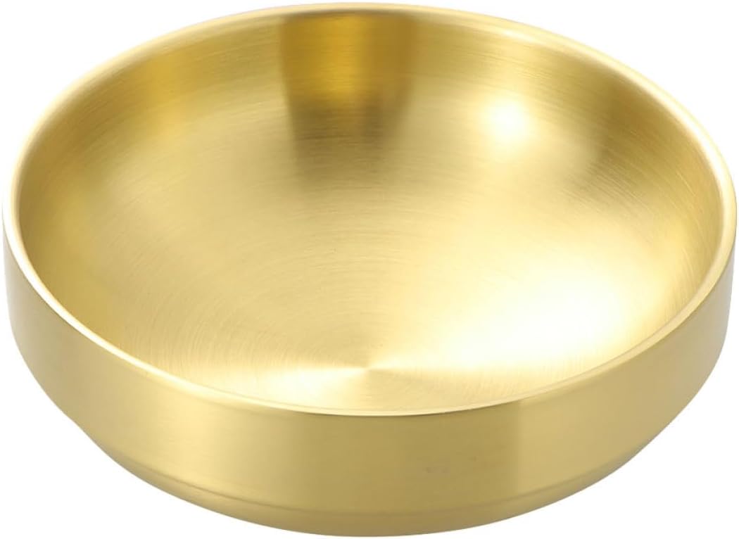 Stainless Steel Shaving Soap Bowl for Men with Lid Bubbling Shaving Cream Mixing Cup Gold Finish for Close Face Shave and Beard Care