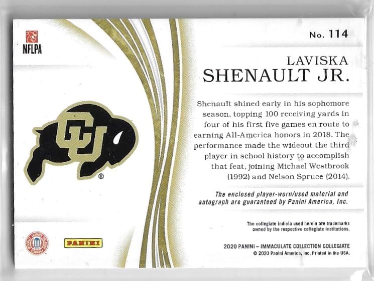 Laviska Shenault Jr. Serial Numbered #20/49 Autographed Immaculate Signature Patches Card RPA Auto Collectible Football Card - 2022 Panini Immaculate Collection Football Card #114 (Jaguars)