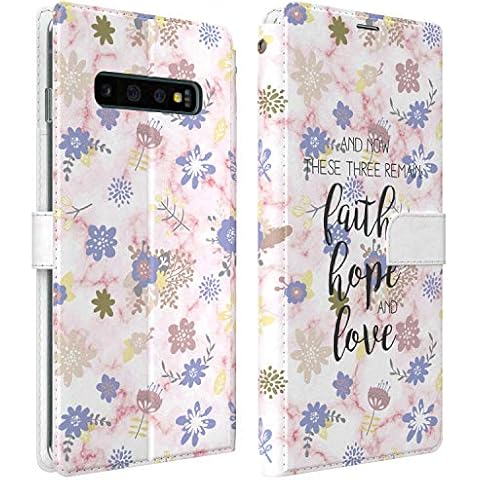 Mertak Wallet Case Compatible with Samsung Galaxy Note 20 Ultra S21 Plus S20 A70 S10 Corinthians 13:13 Faith Slim Lightweight Quote Protective Bible Verse Card Holder Hope Cover Flip Flowers Love Cover