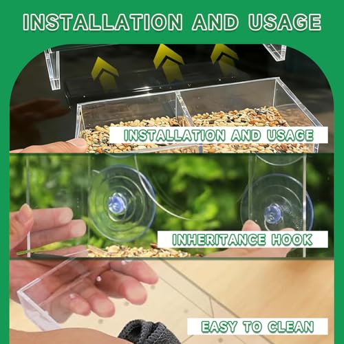 Window Bird Feeders (Large & Small) Plus Hummingbird Waterers(3-Piece Set) Lure Various Birds, Offer Easy Food & Water Access. Extra-Strong Suction Cups, Easy to Mount, Perfect for Outdoor Use by Dmcohat - Used condition - Image 4