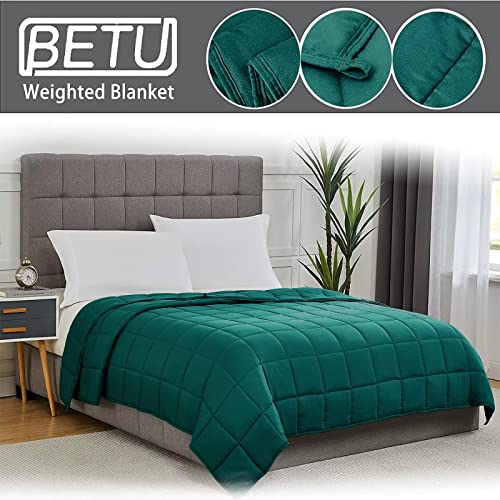 Green Weighted Blanket for Adults 15lbs, 48"x72", Twin Full Size Cooling Heavy Throw Blanket for 120-160lbs, Microfiber Soft Thick Big Blankets Weighted Comforter Breathable Gift for Sleeping