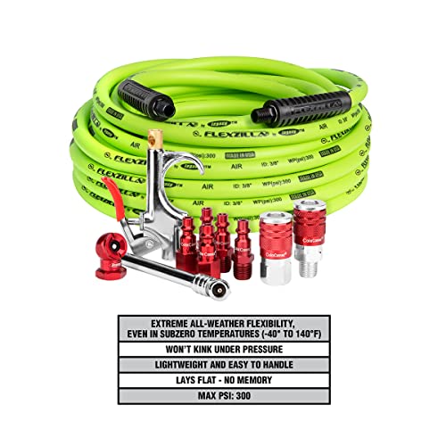 Legacy Flexzilla Hfzclb11D 3/8" X 50' Air Compressor Hose 11 Pc Coupler Plug Blow Gun Kit #TOP4