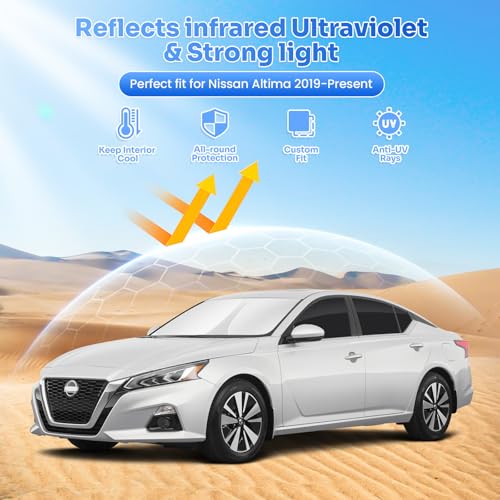 Image of Canvcle Window Shades for 2019-2026 Nissan Altima Accessories Windshield Sun Shade Side Rear Window Covers Sunshade Sun Visor Shield Privacy Protection for Camping Keep Vehicle Cool Black 6PCS