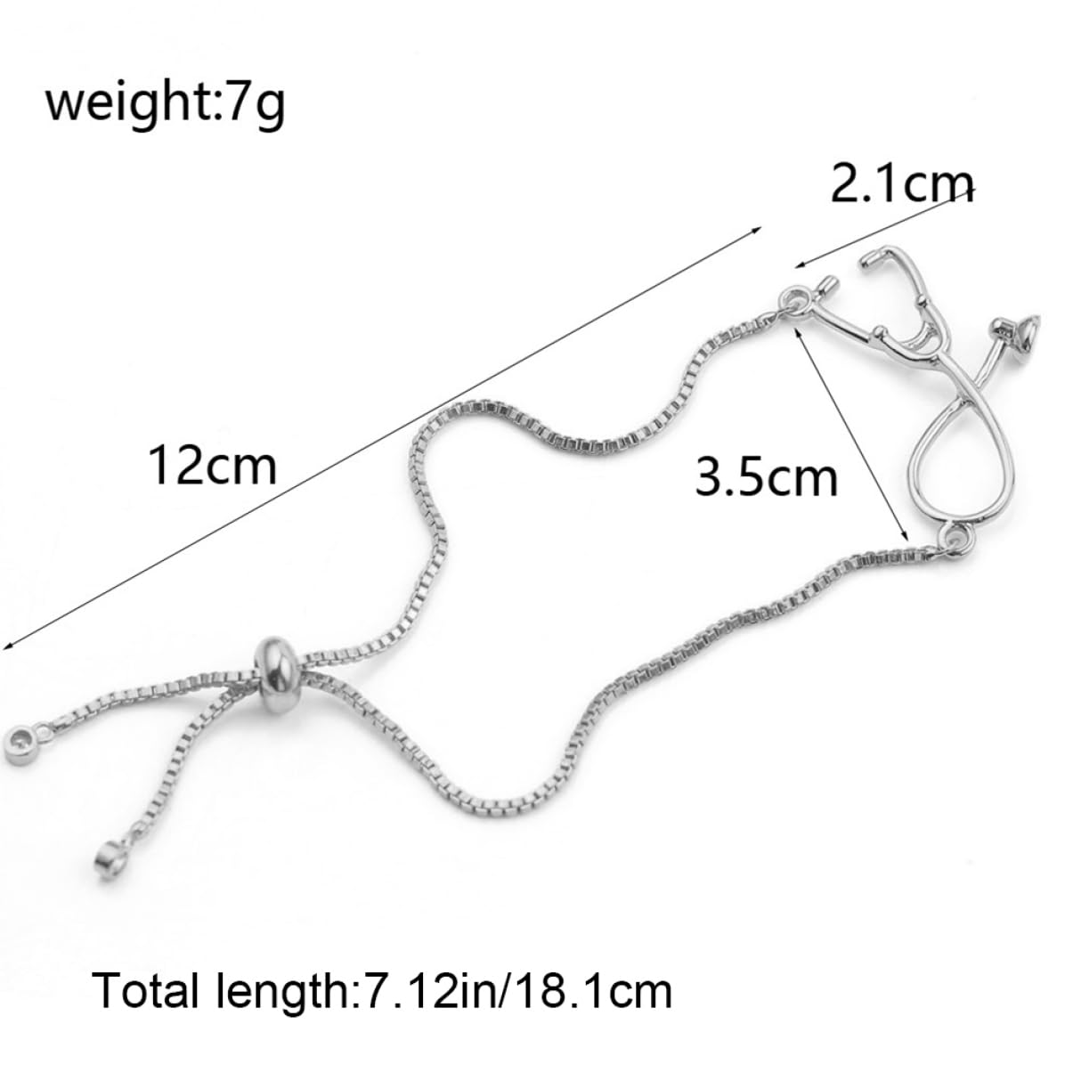 Bracciale in argento sterling, bracciale in argento 925, braccialetti da donna 2 pezzi braccialetti in argento braccialetto con ciondoli in argento bracciali rigidi in metallo Stetoscopio da infermier