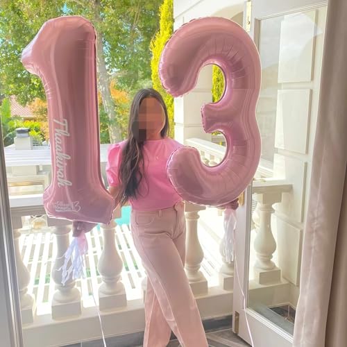 Image of Number 15 Balloon Pastel Pink, Giant Number 1 & 5 Helium Foil Balloon for Girls 15th Birthday Decor, 40 Inch Self Inflating Mylar 15 Balloon Number for Women Anniversary Party Decorations Supplies