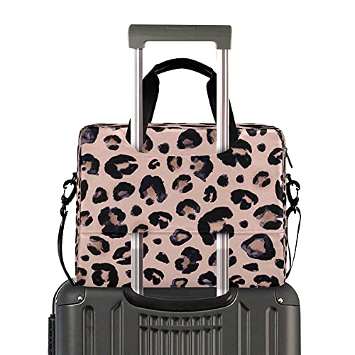 Pink Black Leopard Laptop Messenger Bag Case Sleeve Crossbody Briefcase for Men Women with Shoulder Strap Handle 13 14 15.6 inch2