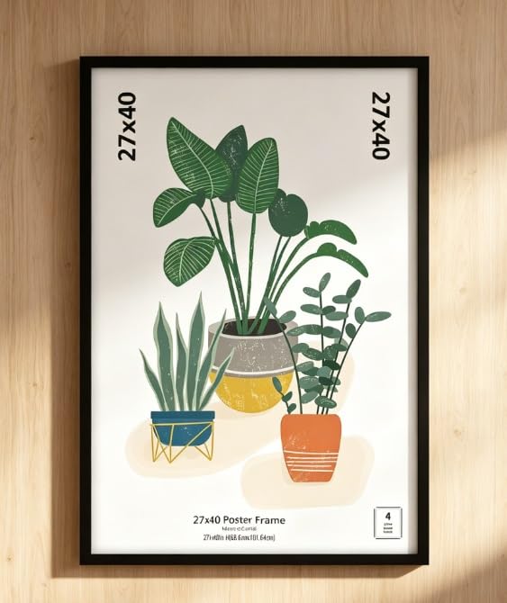 27x40 Picture Frame Black Flat Profile Wall Photo Frame