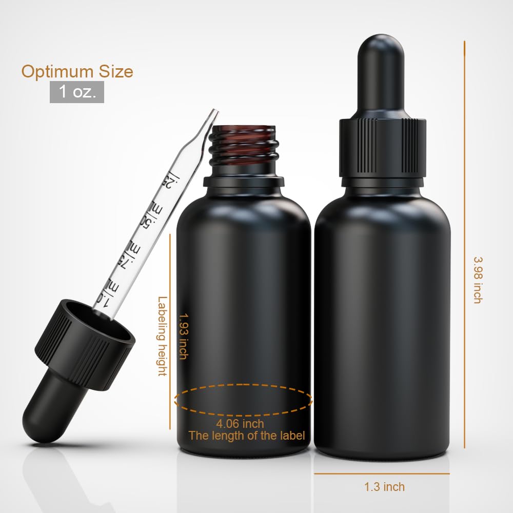 30 Stück 28 ml schwarz beschichtetes Glas, UV-beständige Augentropfenflaschen, UV-sichere Flaschen für ätherische Öle und Aromatherapie
