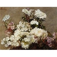 手描き 油絵 模写 複製画 アンリ・ファンタン＝ラトゥール 額付き 手描き 油絵 複製画 アンリ・ファンタン＝ラトゥール「花」 額