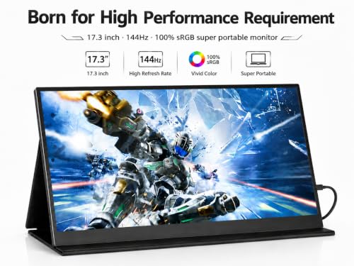 ZSCMALLS Portable Monitor 17.3 Inch 144Hz 1080P FHD Gaming Monitor USB-C HDMI Computer Display HDR IPS Laptop Screen Extender with Smart Cover/Speakers for Laptop PC Mac Phone PS3 4/5 Xbox - image 4