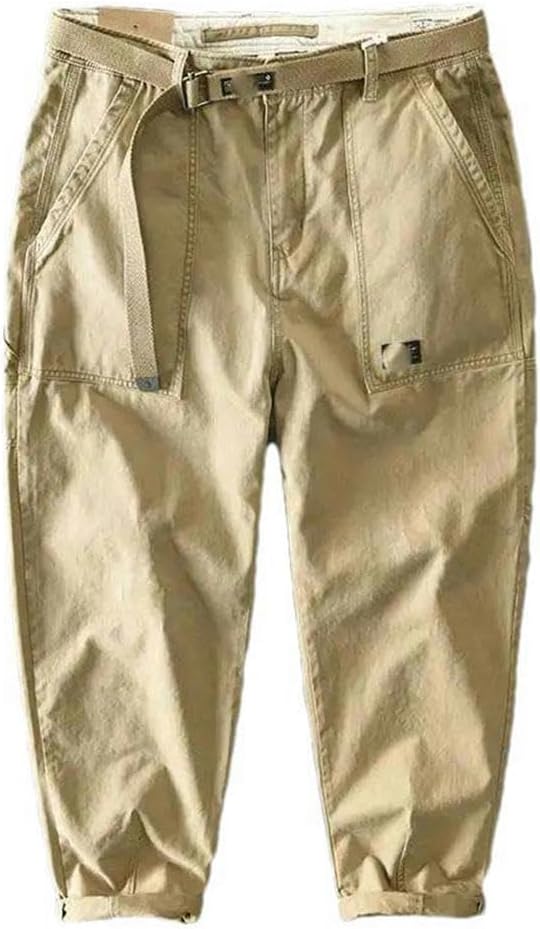 Spring and Autumn Men Pure Cotton Men's Goods Pants Korean Style Men's Casual Belt mid-Waist Trousers