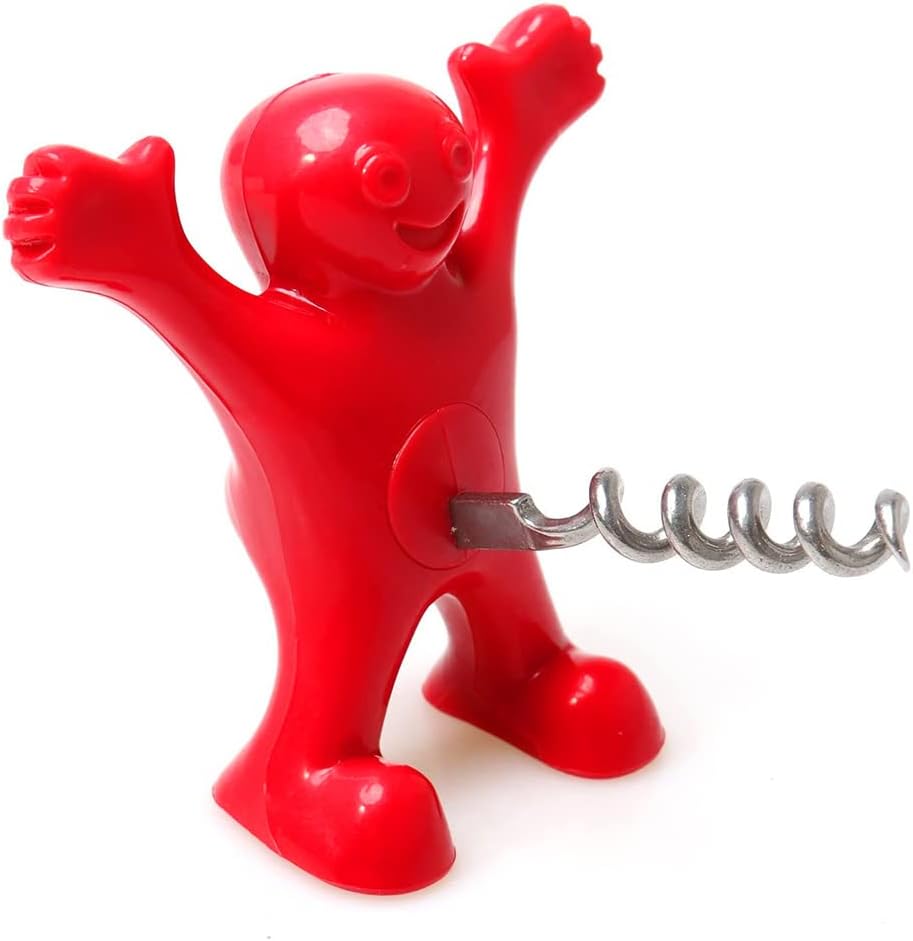 – Happy Men Set – Bottle Opener – Wine Stopper – Corkscrew – 8 Cm Tall