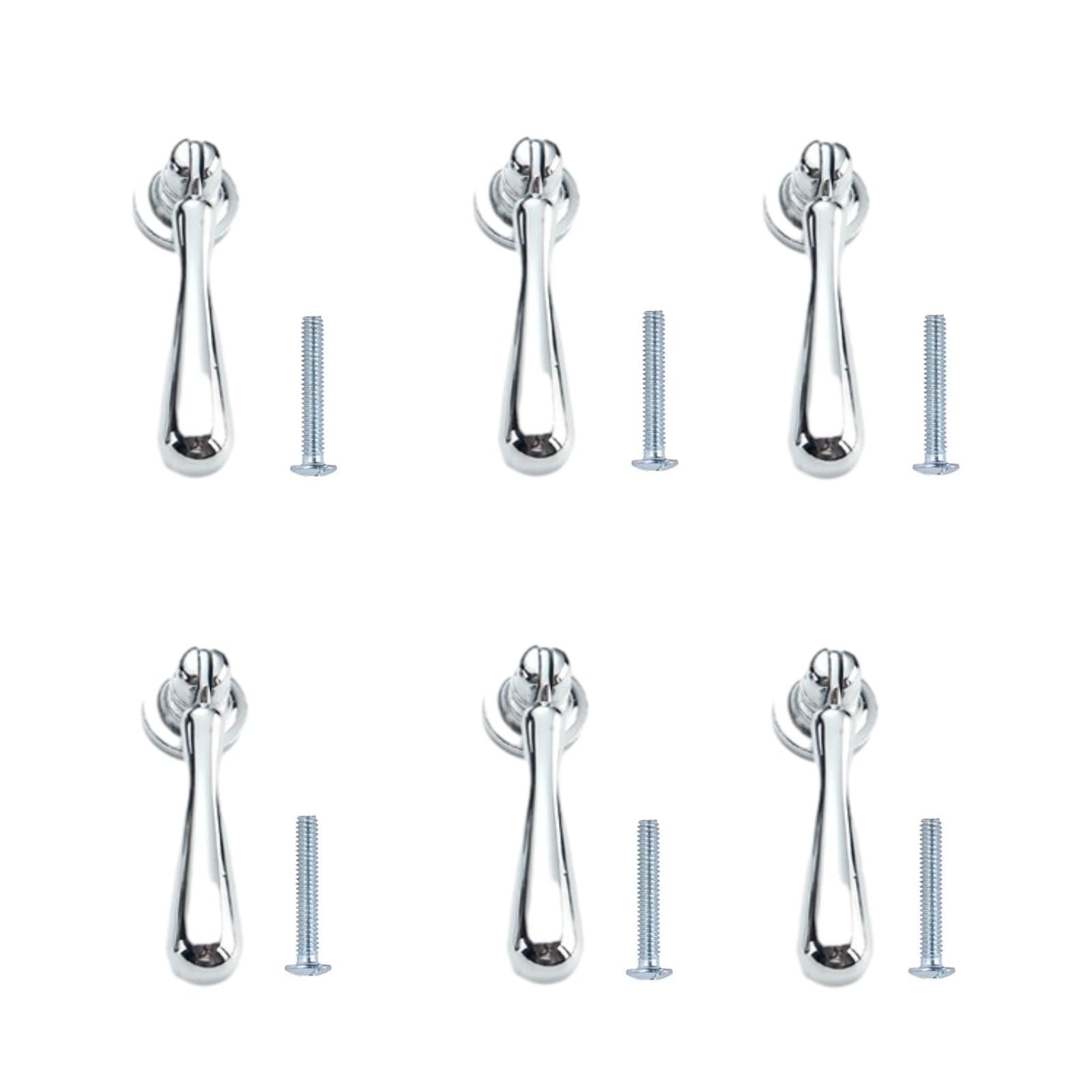 PILYON Handle Drawer 6 Pack Zinc Alloy Wardrobe Handle Single Hole Pendant Handle Cabinet Door Wardrobe Drawer Knob Water Drop Luo Color 70 * 18mm