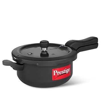 Prestige Svachh 3.5 Litre Outer Lid Pressure Cooker With Hard Anodized Body (Black), 3.5 Liter