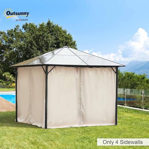 Outsunny 4 Pack Replacement Gazebo Curtains Privacy Panel for Most 3 x 3m Gazebo Canopy Pavillion Outdoor Shelter Sidewalls Accessories Beige