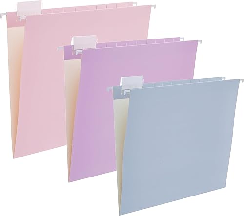 Paquete de 12 carpetas colgantes para archivadores, archivadores, tamaño carta, corte 15, pestañas ajustables decorativas para el hogar, oficina,