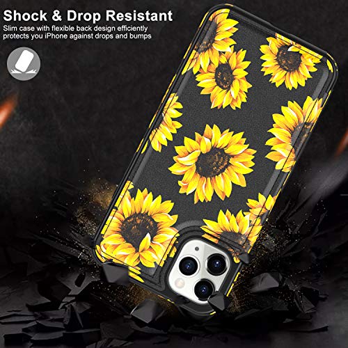 Leto Iphone 11 Pro Max Case,Leather Wallet Case Flip Folio Cover With Fashionable Flower Designs For Girls Women,Card Slots,Protective Phone Case For Iphone 11 Pro Max 6.5" Blooming Sunflowers #TOP4