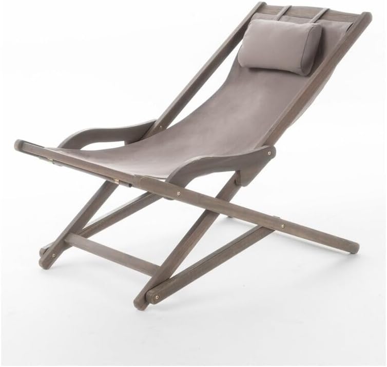 Rustic Revival Portable Sling Chair Set of 2 with Pillows Gray Polyester Wood Base Lightweight Portable Design for Comfortable Outdoor Seating