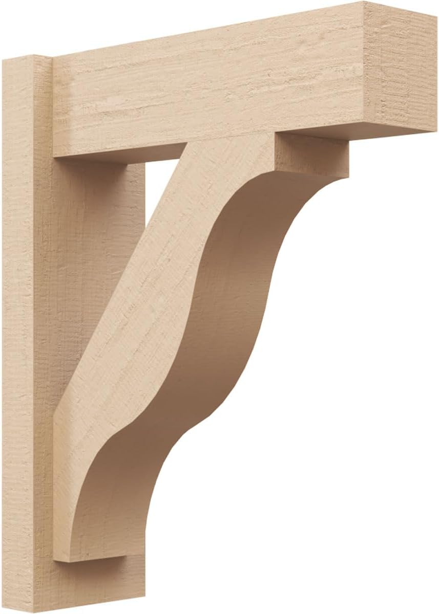 Ekena Millwork 6"W x 18"D x 22"H Funston Block Rough Cedar Woodgrain TimberThane Outlooker, Primed Tan