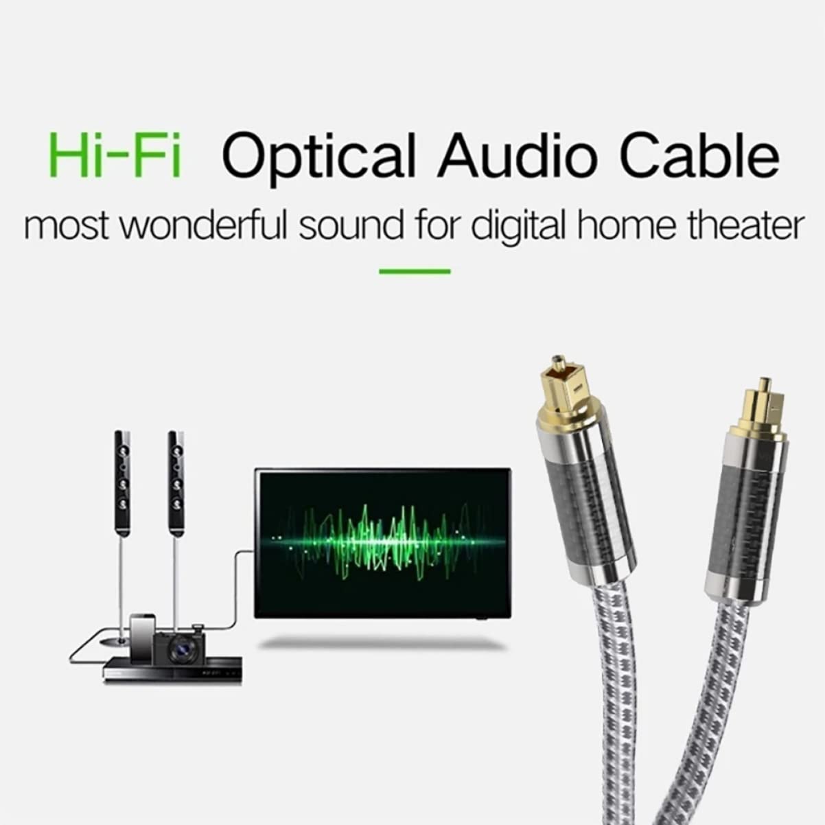 KOMBIUDA Cavo Audio Ottico per Console di Gioco Cavo Digitale in Fibra per Home Theater Connettore Placcato in Oro per Qualità del Segnale
