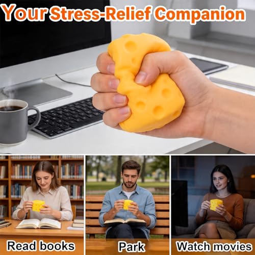 3.93 Inch Huge Cheese Squishy Cube – Giant Cheese Block Fidget Toy, Super Soft Slow Rise Sensory Stress Ball, Novelty Squeeze Toy for Adults, Desk Decor Gift - image 5