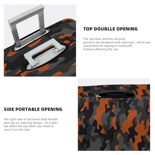 VOSERY Luggage Cover Protector Suitcase Cover - Orange Grey Camouflage High Elasticity Suitcase Covers Protector for Luggage (No Luggage)4