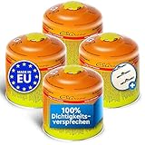 Jungle Monkey Aufkleber + EliCocamp Sichere Propan-Butan Gaskartusche 500g [4 Stk] Made in Europe I Gas Kartusche mit Sicherheitsventil gegen Gasaustritt I Universal Schraubkartusche mit 7/16