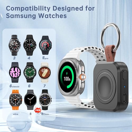 Image of for Samsung Galaxy Watch Charger,1200mAh Portable Charger for Samsung Galaxy Watch 7 /Ultra /6 /6 Classic /5 /5 Pro /4 /3,Active 2 /1,Wireless Magnetic