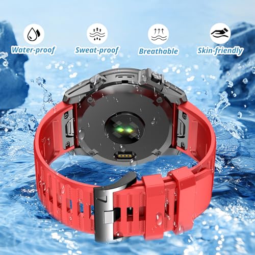 Image of Silicone Band for Garmin Enduro 3 2 /Fenix 8 pro /tactix 8 AMOLED 51mm /Fenix 7X /6X pro sapphire solar /5X plus, 26mm Quickfit Sprot Watch Strap Replacement for Descent Mk2i /3i /epix Pro /quatix 8 51mm