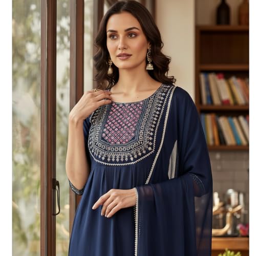 Image of ???? Women s Cotton A-Line Kurta Palazzo Set | Printed Ethnic Co-Ord Set for Office Wear & Festive Look | Comfortable Breathable Fabric Kurti Pant Set for Women, Regular Fit